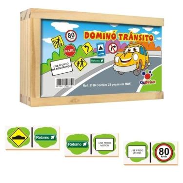 Imagem de Jogo de Dominó de Trânsito Caixa em Madeira
