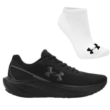 Imagem de Kit Tênis Under Armour Charged Wing 2 Masculino e Meia, 39, Preto, Mas