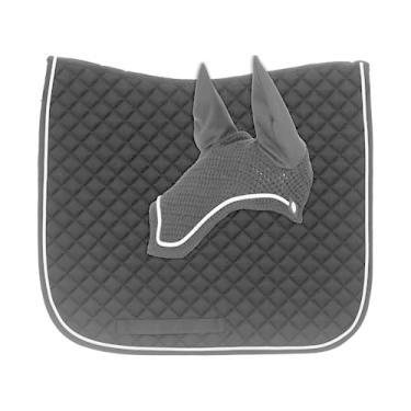 Imagem de Equinavia Conjunto de almofada de sela e gorro de crochê Voss Dressage - Preto/Branco - Cavalo