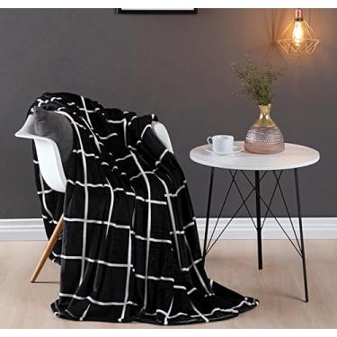 Imagem de Manta Frio Cama Casal Padrão Cobertor Mantinha Flannel Leve Para Verão COR:PRETO