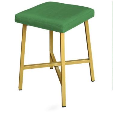 Imagem de Puff Banco Iron Com Base De Ferro Gold Decorativo Para Sala - Anifer, 