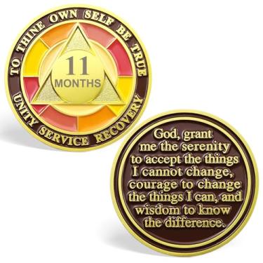 Imagem de Chips de sobriedade de 11 meses, lascas e medalhões AA de sobriedade Tri-Plate - Onze meses de Sobriedade Moedas de Recuperação Moedas Sóbrias para Alcoólicos Anônimos Recuperação Sobriedade Presentes