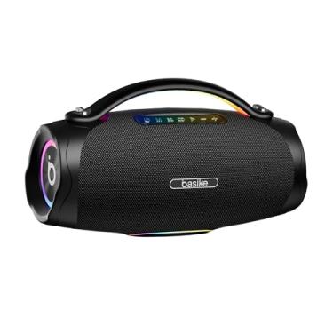 Imagem de Caixa de Som Bluetooth Portátil 200W, Basike Boombox V97 Pro com Powerbank, IPX6 À Prova D'água e Resistente À Poeira, Luz RGB Surround, Tecnologia TWS, 8h de Autonomia, EQ/TWS/TF/AUX