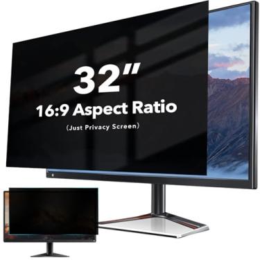 Imagem de Filtro de tela de privacidade de computador para monitor widescreen 16:9, filtro de luz azul antirreflexo, protetor de privacidade de monitor de computador antiarranhões, película protetora de tela de