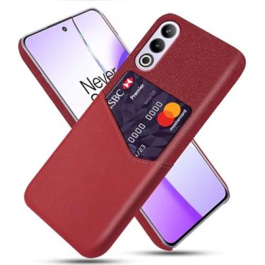 Imagem de Capa para Oneplus ACE 3V,Tela e tampa de couro PU,Antideslizante,360°cobertura completa à prova de choque com 1 slot de cartão atrás,Prevenção de queda-Red