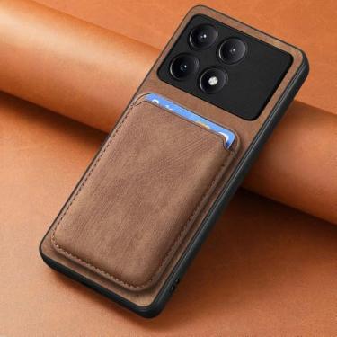 Imagem de Capa de couro 2 em 1 com cartões magnéticos removíveis para Xiaomi Redmi Note 13 Pro 12 11 13C F5 13T 10 Pocket, marrom, para POCO X4Pro 5G