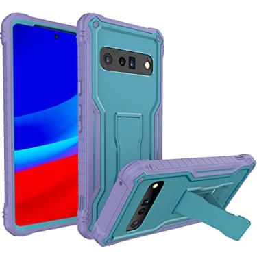 Imagem de DUOPAL Capa para Google Pixel 6 Pro, proteção de nível militar, à prova de choque, suporte integrado, compatível com telefone Google 6 Pro de 6,7 polegadas (azul)