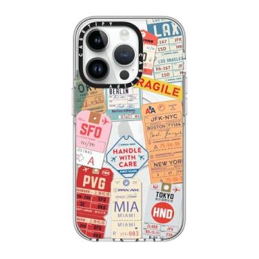 Imagem de CASETiFY Capa transparente para iPhone 14 Pro [não amarela/2 m. Proteção contra quedas de grau militar/compatível com Magsafe] - AirTags - Transparente