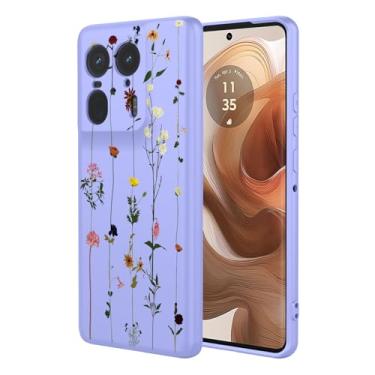 Imagem de KOARWVC Capa de celular para Moto Edge 50 Ultra, XT2401-2 Capa com estampa de flores fofas, fina, protetora, macia, amortecedora, para Motorola Edge 50 Ultra Purple Garden
