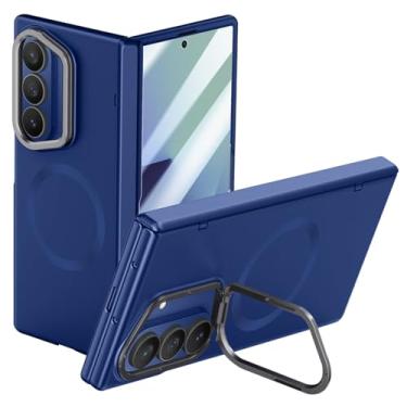 Imagem de LYJSMGZ Capa magnética para Samsung Galaxy Z Fold 7, moldura de lente de metal, protetor de tela, protetor de tela, capa fina com dobradiça automática, azul, dobra 7