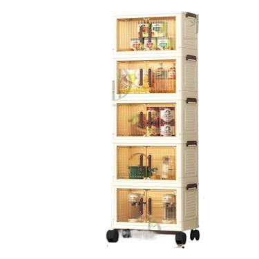 Imagem de Caixa organizadora armario armazenamento dobrável empilhavel com porta rodinhas multiuso(40cm(5transparent brown))