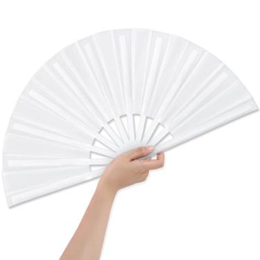 Imagem de Leinuosen 1 peça de leques dobráveis chineses grandes para dança em linha, 33 cm ventiladores de mão dobráveis para rave estourando botas no chão, decorações de lembrancinhas de festa de casamento de