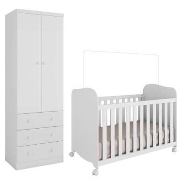 Imagem de Jogo de Quarto Infantil Júnior Guarda Roupa 2 Portas e Berço Uli - Móv