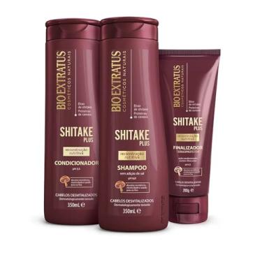 Imagem de Kit Bio Extratus Shitake Reconstrução (350mL) Shampoo, Condicionador e Finalizador Termoprotetor (200g)