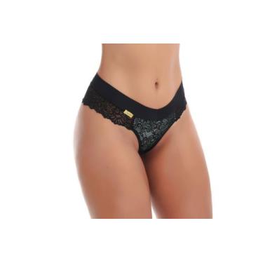 Imagem de kit 4 Calcinhas de Renda Cós Microfibra Bumbum Sexy Lingerie 1014 . - 