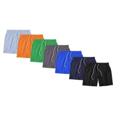 Imagem de Kit 7 Shorts Masculino Liso Básico Bermuda Tactel Água Praia Treino Academia Corrida-Masculino