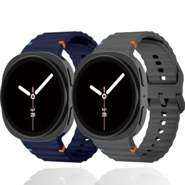 Imagem de SOLOLUP Pulseiras esportivas para Samsung Galaxy Watch 8 de 40 mm e 44 mm/Galaxy Watch 8 Classic de 46 mm, pacote com 2 pulseiras de silicone macio sem lacunas para Samsung Galaxy Watch 8 40 44/8