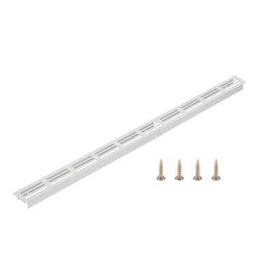 Imagem de PATIKIL Tampa de saída de ar da porta, 50 x 3,5 cm (dimensões externas), grade de ventilação com venezianas de alumínio, ventilação retangular com parafusos de montagem para armário de sapatos, prata