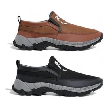 Imagem de Kit 2 Tênis Mocassim Masculino Casual Ortopédico Esportivo Antiderrapante Adventure (Marrom e Preto, BR, Adulto, Numérico, 40)