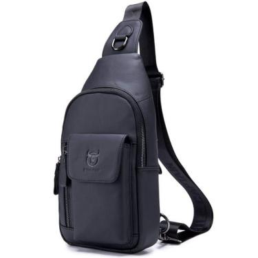 Imagem de Bolsa tiracolo em couro BULLCAPTAIN para homens preta