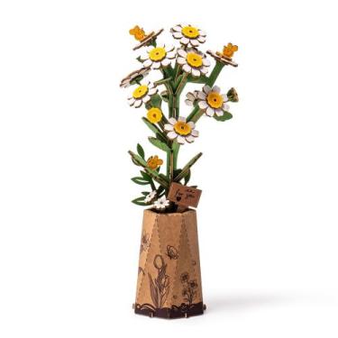 Imagem de Quebra-cabeça 3D ROBOTIME de camomila de flores artificiais de madeira