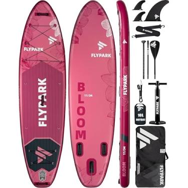 Imagem de FLYPARK Prancha De Stand Up Paddle Inflável Super Larga De 11'X34'', Sup Largo Ultra Estável Para 2 Pessoas/Família/Tamanho Grande Com Alça De Ombro, Mochila Grande De 100L, Bungees Duplos Para Pe