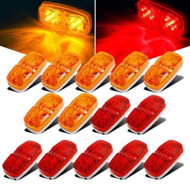 Imagem de Luz de marcação lateral LED Partsam 14x Trailer RV 12V retangular