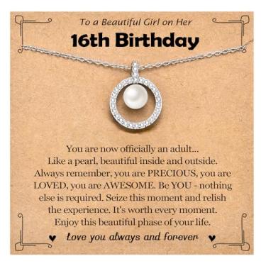 Imagem de EPIRORA Presentes de aniversário para meninas, joias de aniversário de 10/13/16/18 anos apresentam ideias para adolescentes, filha, neta, irmã, sobrinha, amigas, 40,6 + 5 cm, colar com pingente de