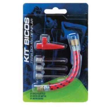 Imagem de Kit 8 Bicos de Bomba de Ar com 4 Pontas e com Mangueira - speed sport