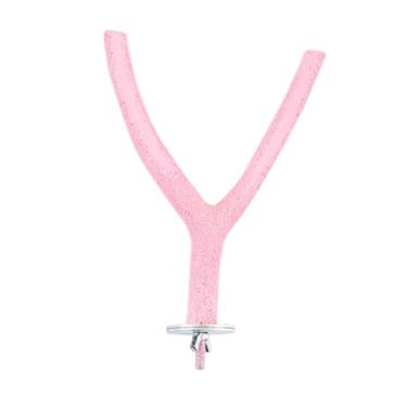 Imagem de Fenteer Suporte para pássaros em formato de Y, brinquedo portátil leve para gaiola de pássaros, para canários, periquitos e papagaios, Rosa