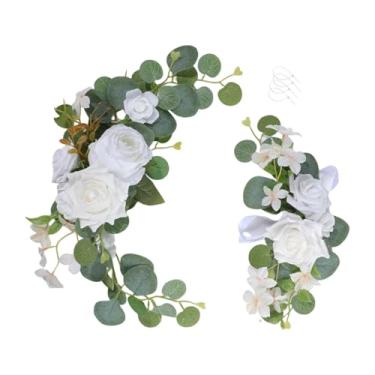 Imagem de Fenteer Arco de casamento com flores para decoração de fundo, flores de seda rústicas penduradas, guirlanda de para janela de feriado, placa de entrada de