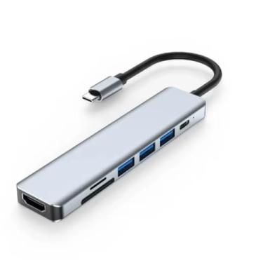Imagem de Hub USB-C 7 em 1 Multifuncional com HDMI 4K, 3 Portas USB 3.0, Leitor de Cartão SD/TF, Entrada PD – Adaptador para Notebook, MacBook e Dispositivos USB-C