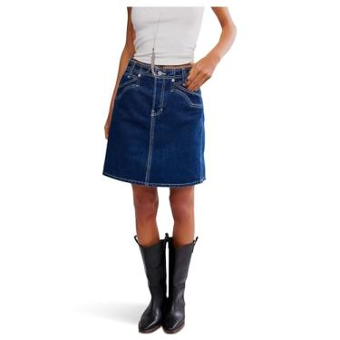 Imagem de Free People Saia midi jeans We The Free Suzy feminina, Deep Blue Crush, 62