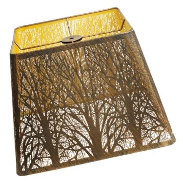 Imagem de Abajur de metal, abajur grande, abajur de mesa de substituição com padrão de árvores e luz de chão, acabamento de cor antiga serve para sala de estar, quarto e lâmpadas de cabeceira (bronze/dourado