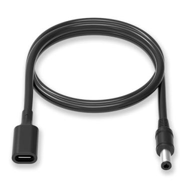 Imagem de Cabo jack USB-C para 5,5 mm x 2,1 mm para laptop e equipamento de áudio, conector USB-C fêmea para DC Power PD 5,5 x 2,1 mm, preto, 1 peça