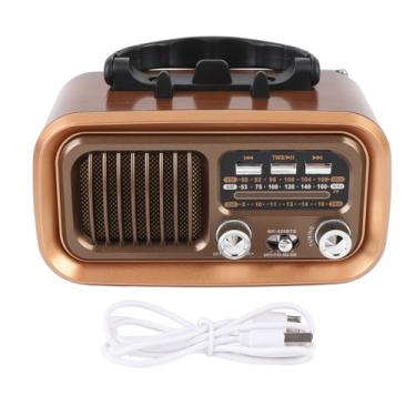 Imagem de RiToEasysports Speaker Retro, Portátil AM FM Radio Radio Radio Speaker Cartão de Memória Playback USB para Acampamento Ao Ar Livre (Ouro)