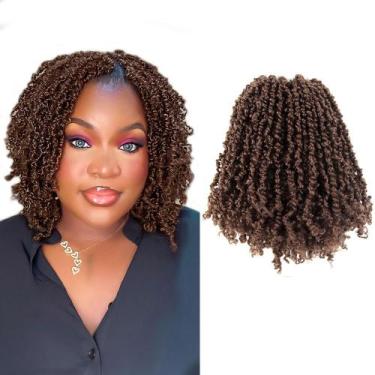 Imagem de Crochê Hair LOCSBYHAND Yanky Twist 8 polegadas, 10 pacotes, marrom cla