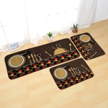 Imagem de Jogo Passadeira E Tapetes De Cozinha 3 Peças Kitchen Antiderrapante (Estampa 03)
