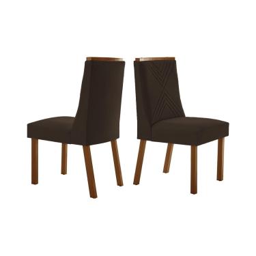 Imagem de Cadeira de Cozinha Montreal Kit 2 Un Imbuia/Suede Marrom - Rufato