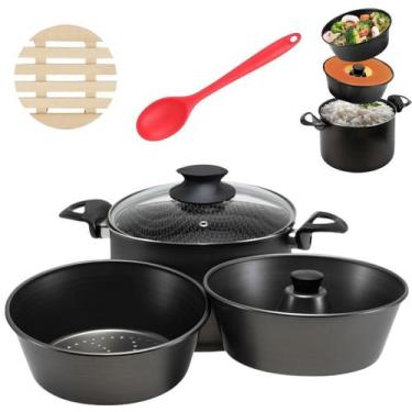 Imagem de Panela 3 Em 1 Antiaderente 3,9L + 02 Descansos + Colher - Marcolar