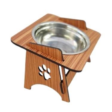 Imagem de Comedouro Pet Elevado Com TAMPAS Gato E Cachorro com Tigelas Inox(Unitário Preto,P)