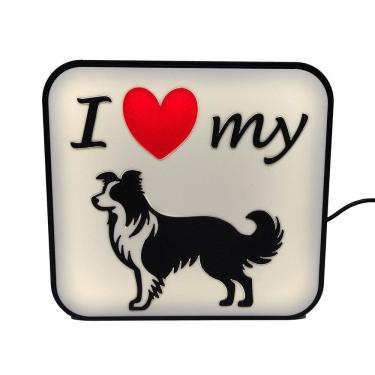 Imagem de Luminária Border Collie Pet Cachorro Led Abajur Mesa 3D
