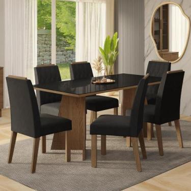 Imagem de Conjunto Sala de Jantar Tampo de Vidro 6 Cadeiras Siena Madesa, Rustic