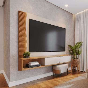 Imagem de Painel sala Tv Acadia Off White Matte Freijo - Mais de Casa