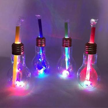 Imagem de Kit Copo Lampada Pisca Pisca Led 35 Unid Com Canudo Festa 450 ML - Ide