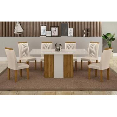 Imagem de Mesa Doha 1,60 Decor/Off Tampo Off C/Vidro 6 Cadeiras Doha - Leifer Mó
