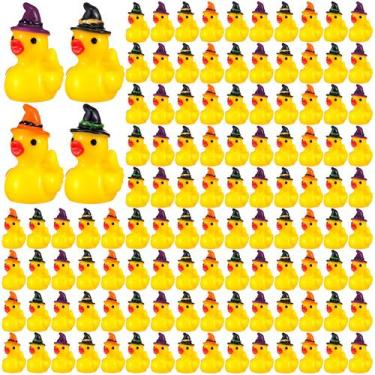 Imagem de Mini Resin Duck Halloween, 100 unidades com chapéus de bruxa para arte