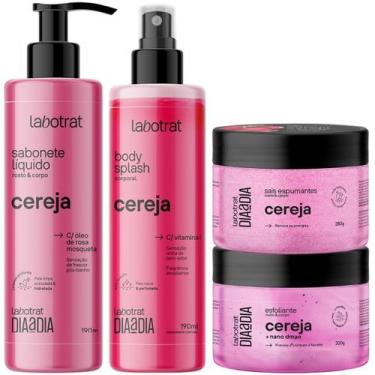 Imagem de Kit Labotrat Dia a Dia Cereja Sabonete Body Splash Esfoliante Corporal