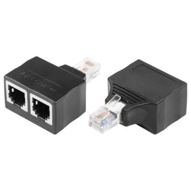 Imagem de Divisor de tomada de telefone SinLoon RJ11 macho para 2 fêmeas 6P6C x2