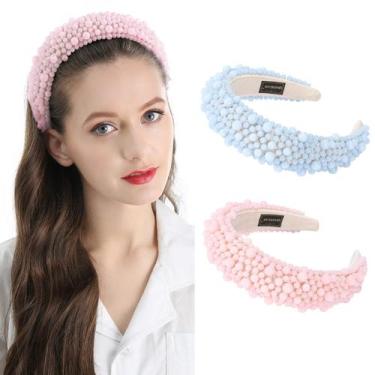 Imagem de Bandanas de moda para as mulheres cabelo branco faixas de pérola fo - 